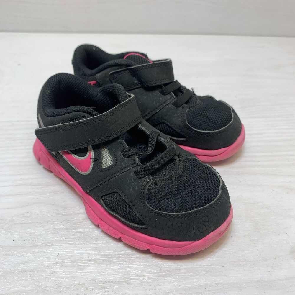 Nike Flex Supreme TR 2 Sneakers Toddler Size 8C Black Pink Comfort Lace Up